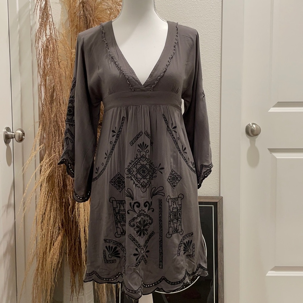 Flying Tomato Grey Vneck Cut out Dress